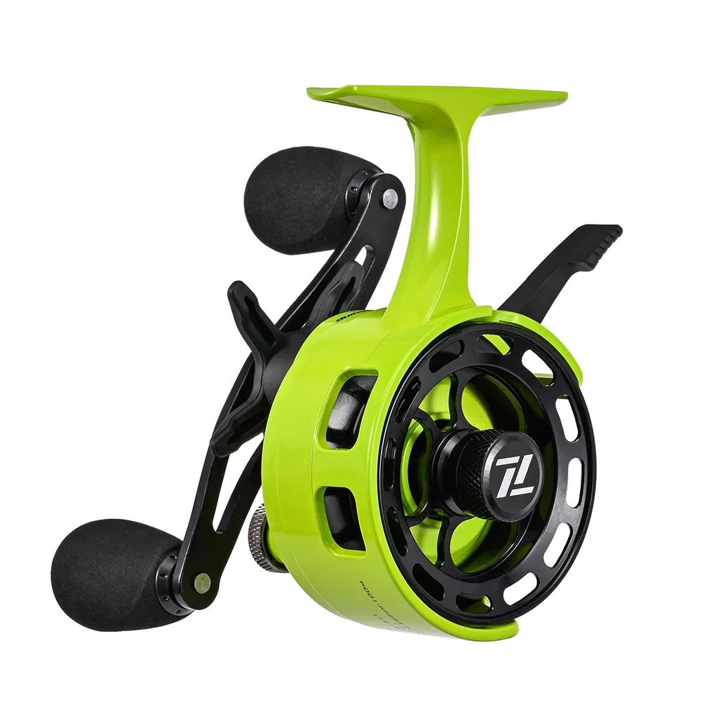 1 stks Overbrengingsverhouding Lager Inline Ijsvissen Reel Met Magnetische Systeem Ijsvissen Reel Winter Diepwatervissen Reel Reel: Golden