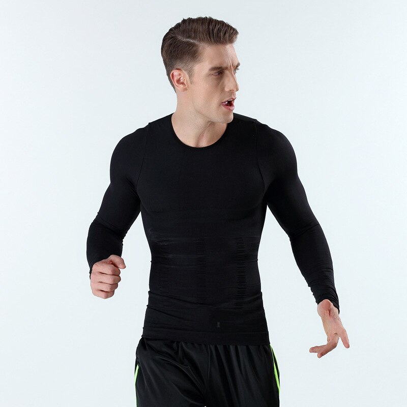 Men Slimming chest Body Shaper Chest Binder Corset Control Waist Tshirts Long Sleeves Tummy Trimmer Body Shapes Top