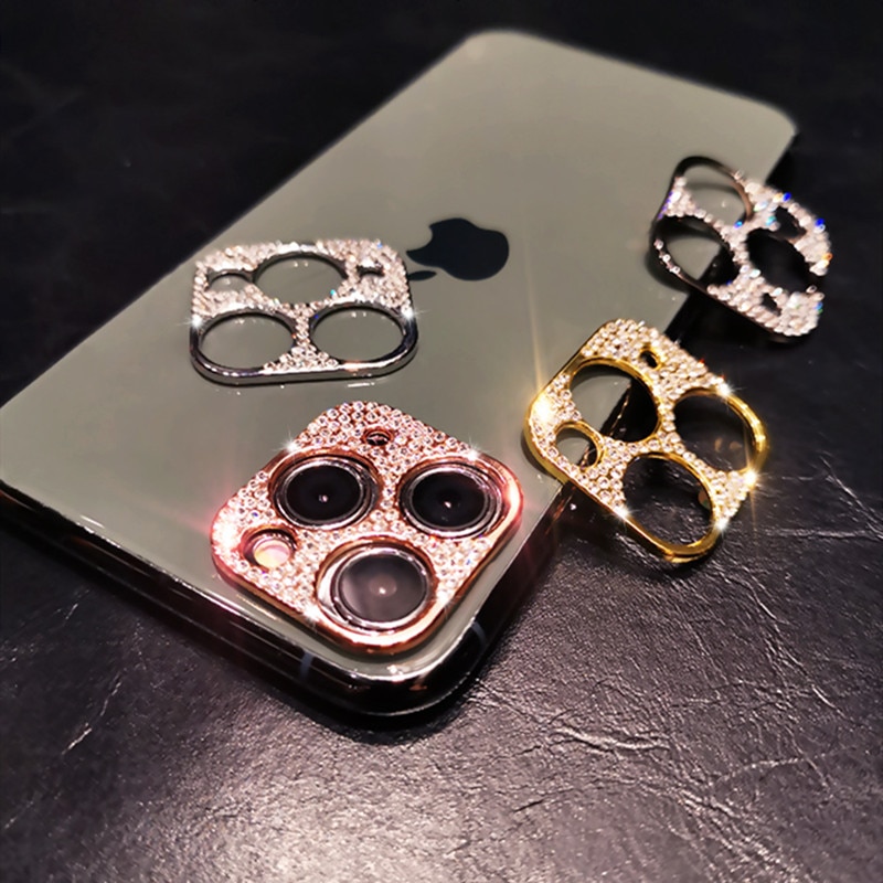 3D Luxus Glitter Bling Strass Diamant Kamera Protector Zurück Abdeckung Für iPhone 11 11 Pro Max Kamera Objektiv Aufkleber nette fall