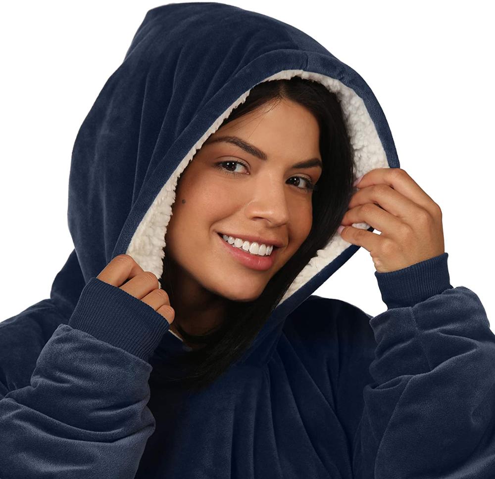 Viviland Zachte en warme sherpa-hoodie met groot voorvak - voor volwassenen - perfect voor tv-avonden - grijs - volwassenen