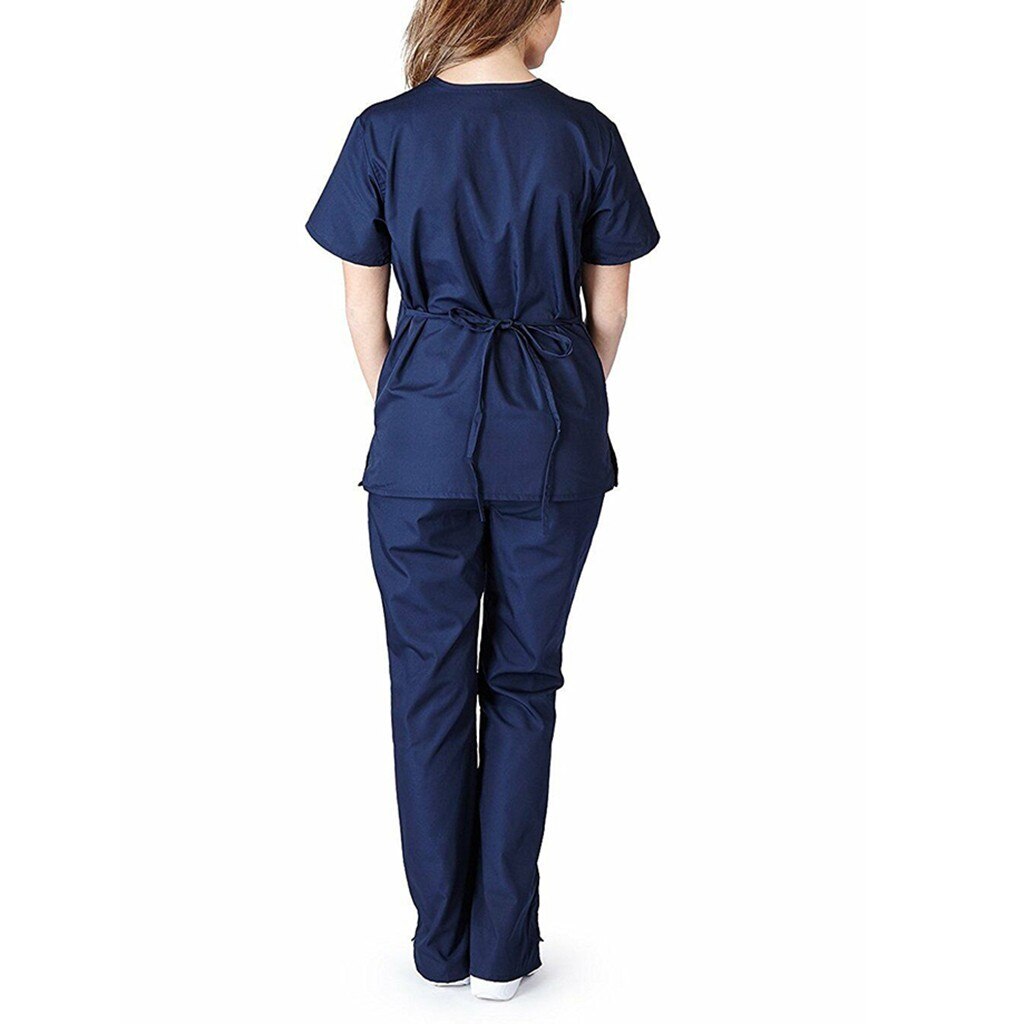 Frauen Labor Anzug Krankenschwester Uniformen Arbeit setzt Kurzarm V-ausschnitt Spitzen + Hosen Anzug Schönheit Salon Healthcare Peeling einstellen A50
