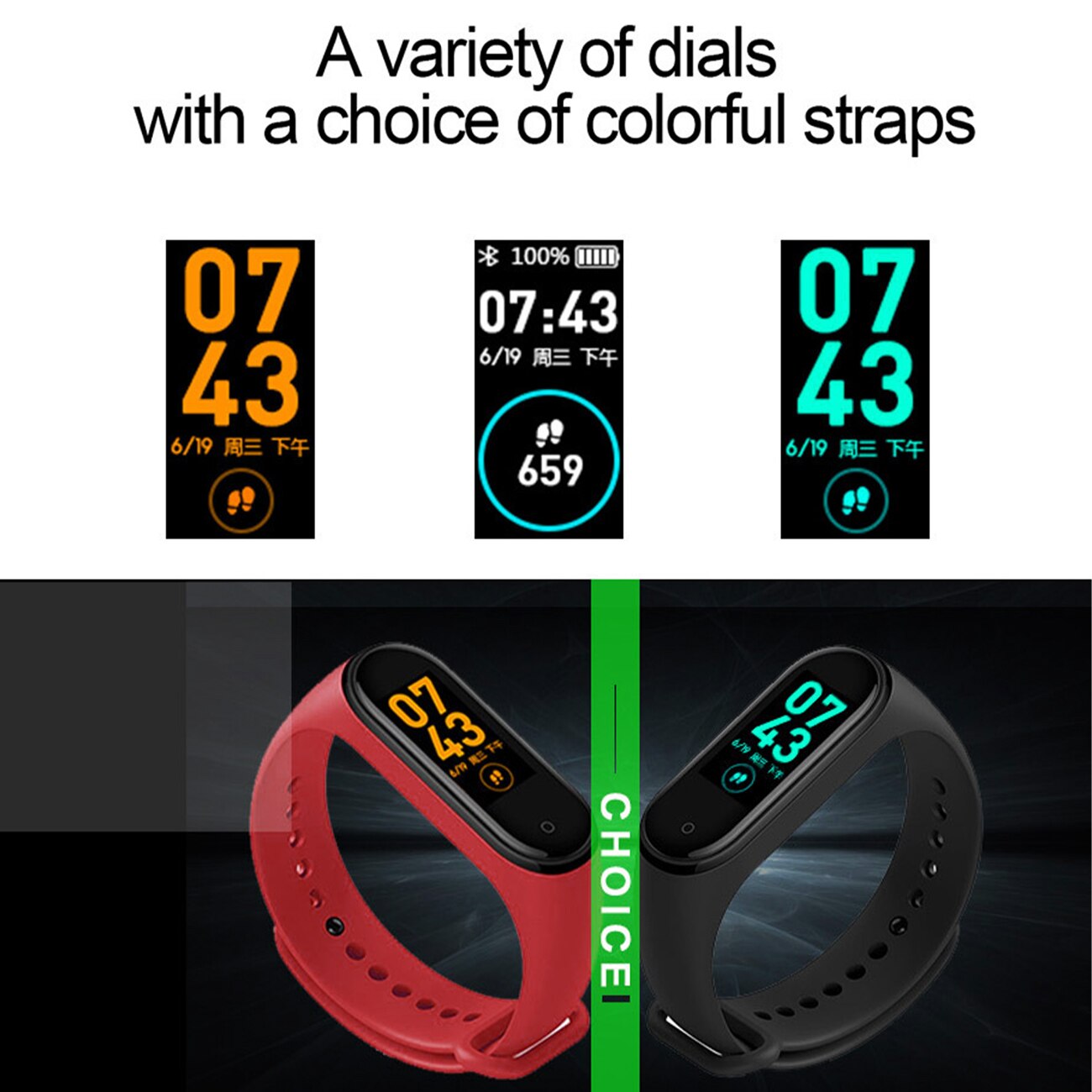 M4 Smart Watch Band Sport Tracker orologi Smart Bracelet Health Watch Fitness Wristband pressione sanguigna cardiofrequenzimetro
