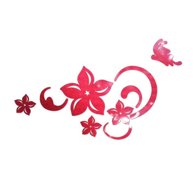 3D miroir Stickers muraux fleurs en forme de coeur miroir papier peint épais plastique miroir autocollants Art murs décoration 60X36CM # LR2
