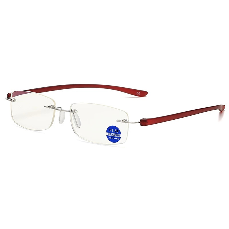 Lunettes de lecture carrées sans bords TR90 pour hommes et femmes, presbytes, Anti-lumière bleue, monture en verre de