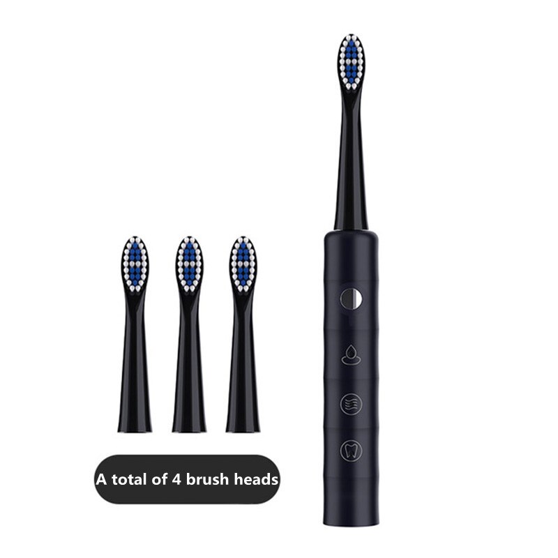 electric toothbrush adult USB rechargeable soft toothbrush waterproof ultrasonic electric toothbrush: Black