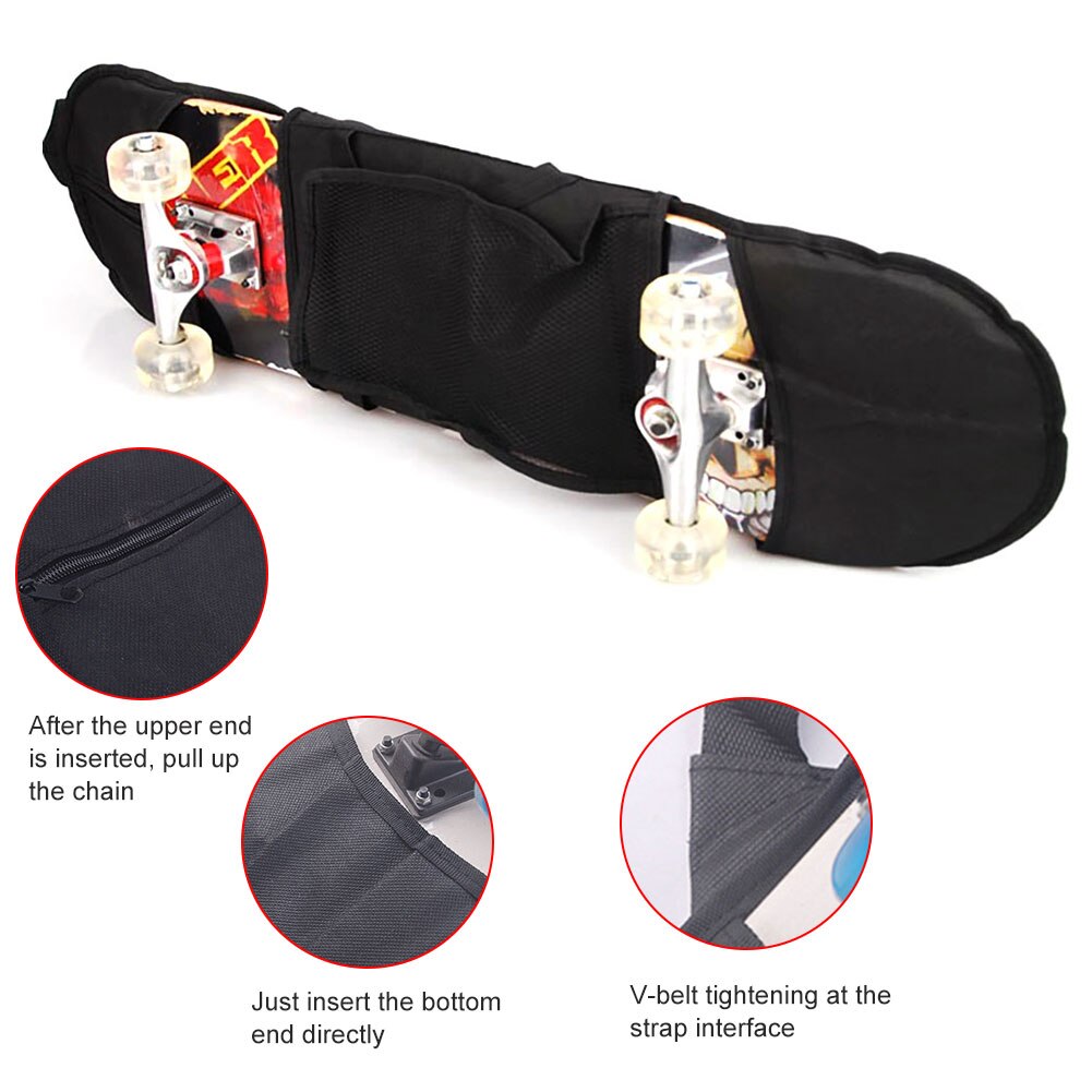 81x21cm Skateboard Shoulder Carrier Adjustable Strap With A Mesh Pouch Portable Skateboard Carry Bag