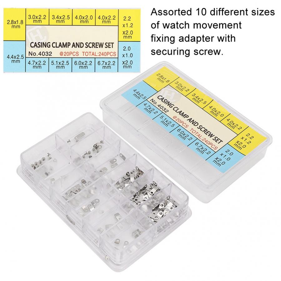 Diverse 10 Maten Horloge Onderdelen Stalen Horloge Bewegingen Bevestiging Adapter Beveiligen Schroeven Horloge Gereedschap Voor Horlogemaker B