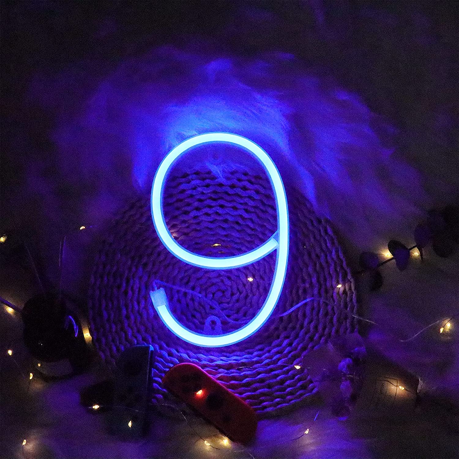 LED Neon- Zahlen Licht USB Batterien Zeichen für Nacht Helle Lampe Heimat Zauberstab Dekor Geburtstag Hochzeit Party Weihnachten Zimmer Dekoration: 9