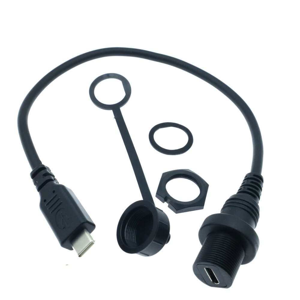 USB-C IP67 Wasserdichte Kabel USB typ-c 3,1 IP 67 Männlich zu Weiblich Tafel montieren Wasser nachweisen Stecker Erweiterung kabel 30cm