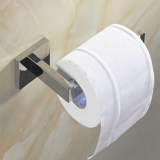 SUS 304 Stainless Steel Bathroom Accessories Set Robe Hook Towel Bar And Mirror Polished Toilet Paper Holder Clothes: Paper Holder