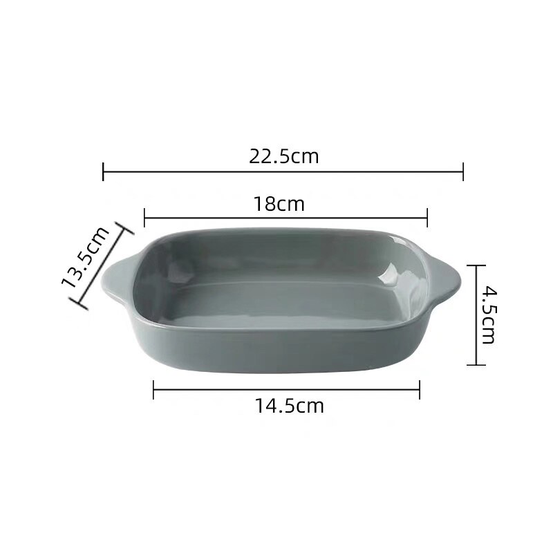 Ceramic Baking Dish Roasting Lasagna Pan Rectangular Dish Bakeware with Handle Microwave Hand-painted Dessert Plate: P