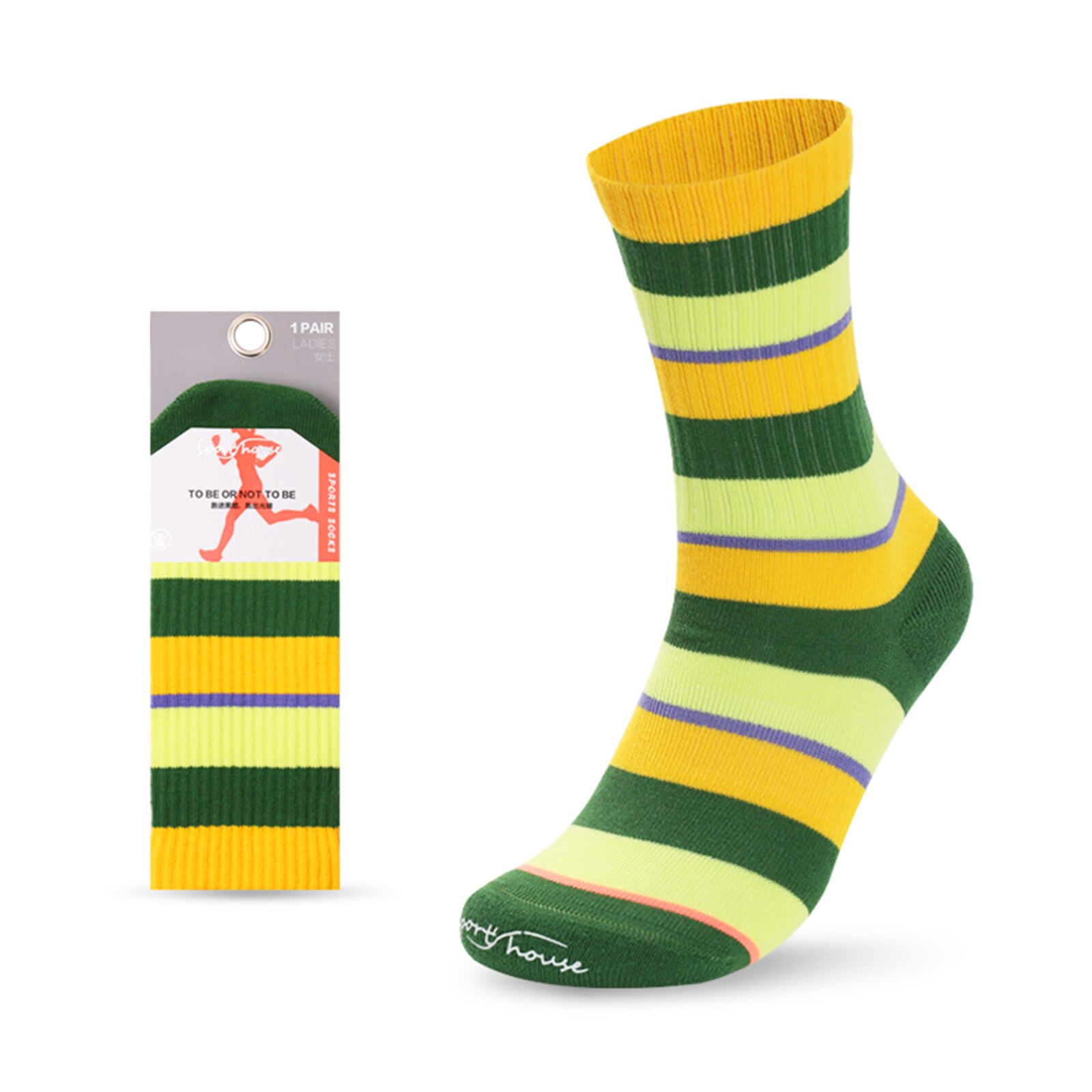 Kobiety profesjonalne oddychające skarpety sportowe nadruk paski robić biegania joga absorpcja potu skarpety bawełniane białe antypoślizgowe 1 para: żółty