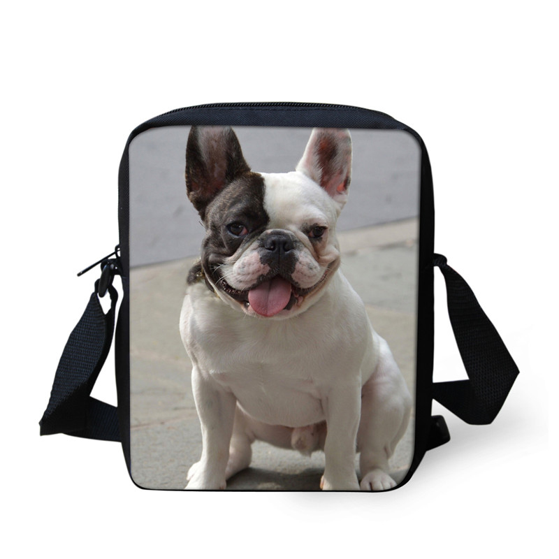 Mini bolsos cruzados con estampado 3D de Bulldog Francés para mujer, bandolera de viaje, bolso de hombro: Beige