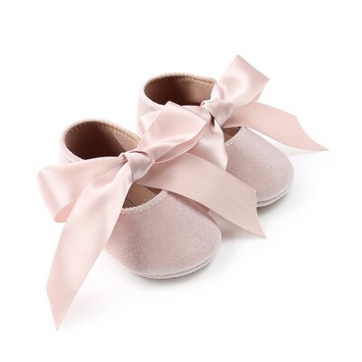 0-18 Motten Prinses Baby Meisjes Party Dress Schoenen Grote Boog Zachte Zool Anti-Slip Lederen Schoenen Baby peuter Schoenen Eerste Wandelaars: apricot / 13-18 months