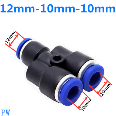 Rörkopplingar plast pneumatisk koppling koppling snabb tryck för luft vatten anslutning py pw anslut 4 6mm 8mm 10mm 12mm y form: Pw 12-10