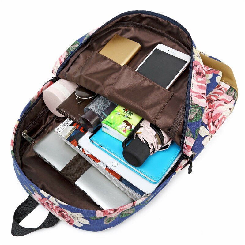 Canvas Vrouwen Bloemen Rugzak Usb Opladen Schooltassen Voor Meisjes Reizen Rugzak