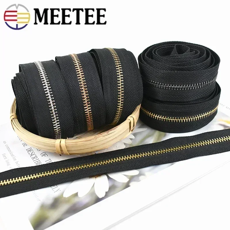 1/2/5 meter 3 # 5 # Metalen ritsen Tapes voor tas Kleding Rits Jas Zwarte ritssluiting per meter Ritsen Reparatieset DIY Naaiaccessoires