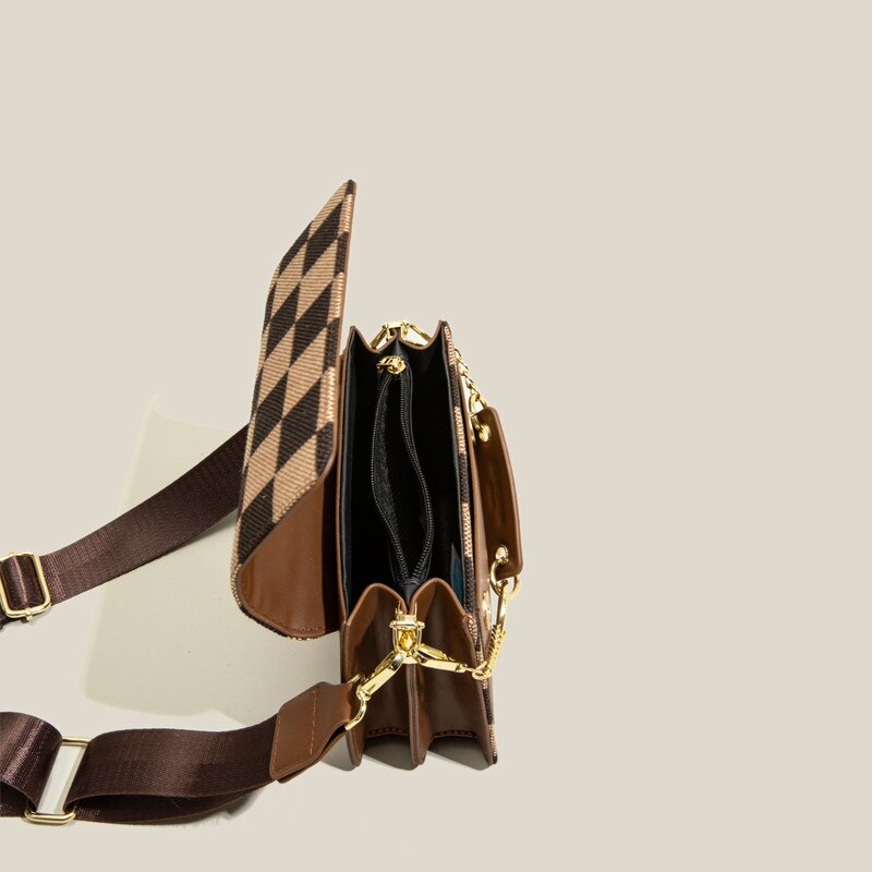 Sac à bandoulière simple pour femmes, Style anglais, motif écossais, sacoche carrée à la , Vintage, bonne
