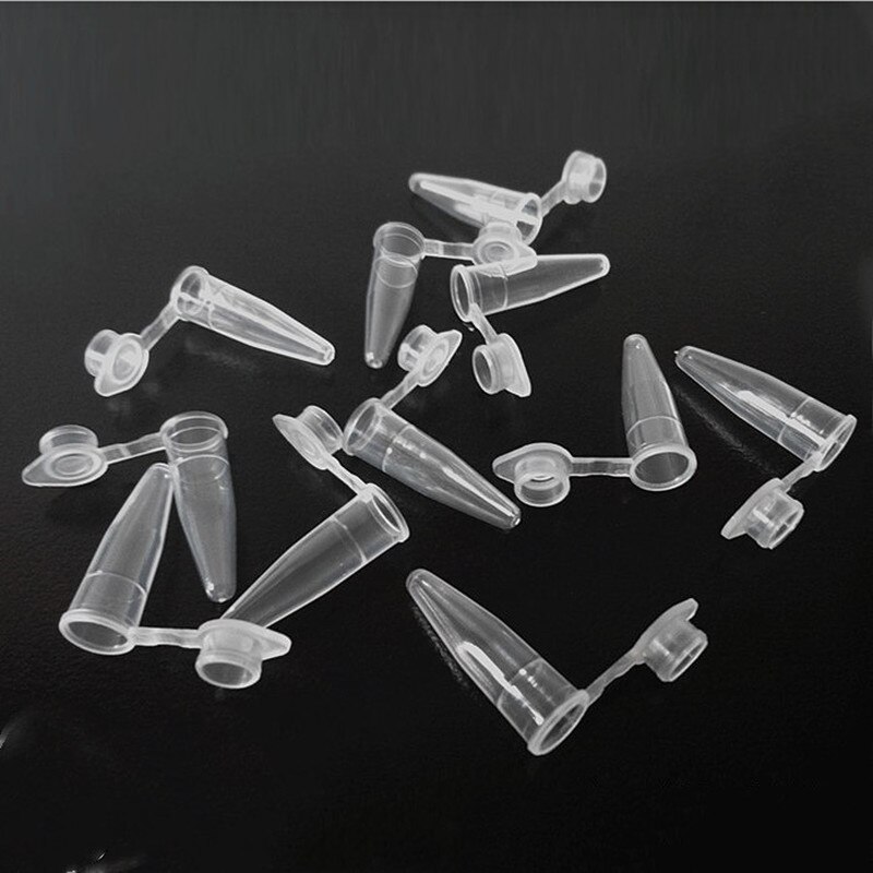 100pcs Mini Plastic Test Tubes with Cap Transparent Plastic 1.5ml Micro Tips Centrifuge Tubes Container for Sample Vials Bottle
