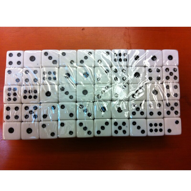 100Pcs/set 10mm Square Corners Black Points Ordinary Dice White Material Acrylic Dice