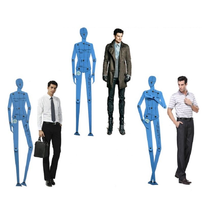 Lineal sæt tøj menneskelig krop tegneskabelon mænds og kvinders figur skabelon kombination bordsæt