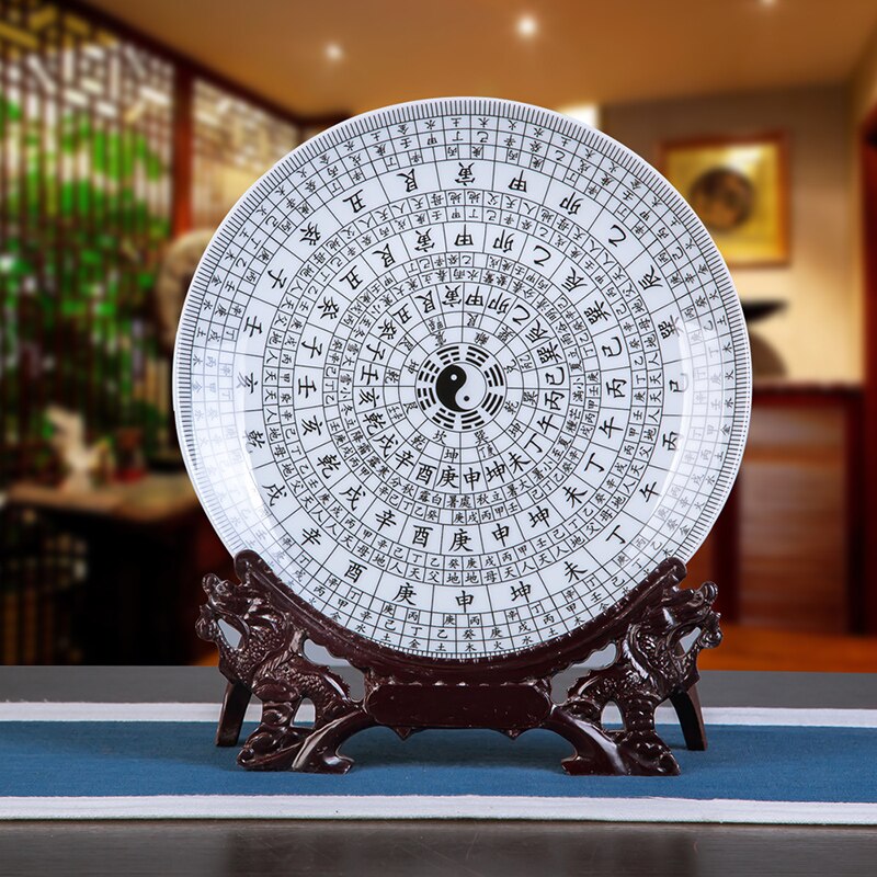 Ceramic Ornament Plate Livingroom Table Figurines Crafts Porcelain Plate Handicraft Wedding Desktop Home Decor Plate Table Art