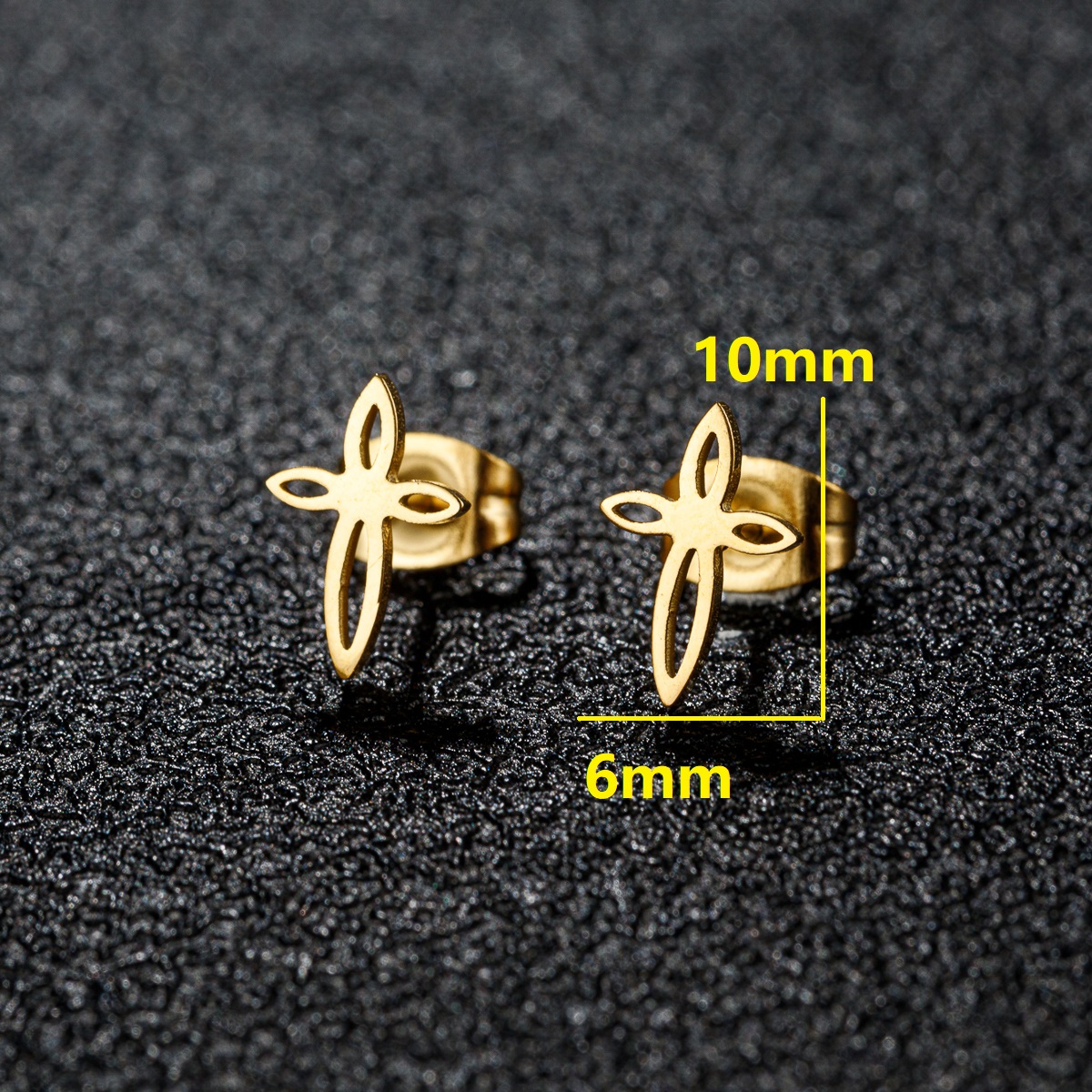 Simple Round Sea Wave Women'S Cartilage Earings Geometric Ocean Surf Stainless Steel Ear Piercing Stud Earrings Jewelry: black / Rhodium Plated