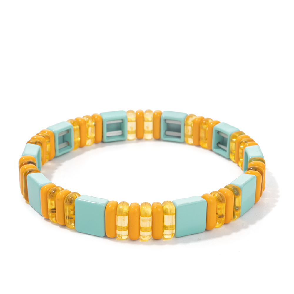 2022 Nuovo design Braccialetti Elastici Colorati per Le Donne Rianbow Acrilico Lucido Braccialetti Braccialetti di Metallo Della Boemia Perline Gioielli: Zinco nero placcato