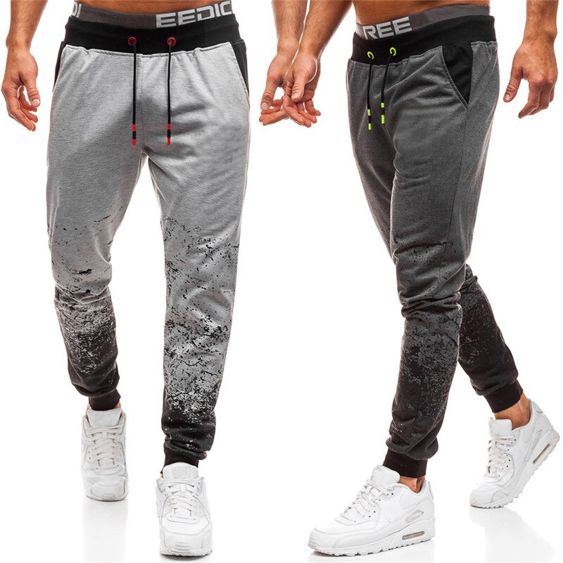 Men's Casual Sweatpants Gradual Printed Fitness Pants Slim Hip-hop Style Jogging Male Trousers