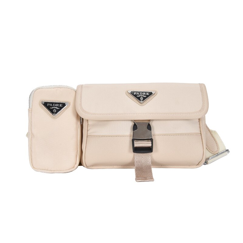 Bandolera multiusos para mujer, bolso de pecho, estilo de Hong Kong, de tela de nailon, riñonera Retro oscura, novedad de: Horizontal Beige