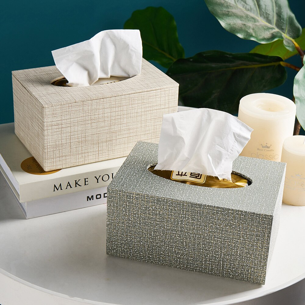 Scandinavische waterdichte tissueboxen kameraccessoires woonkamer salontafel servet papier leer textuur tissuebox