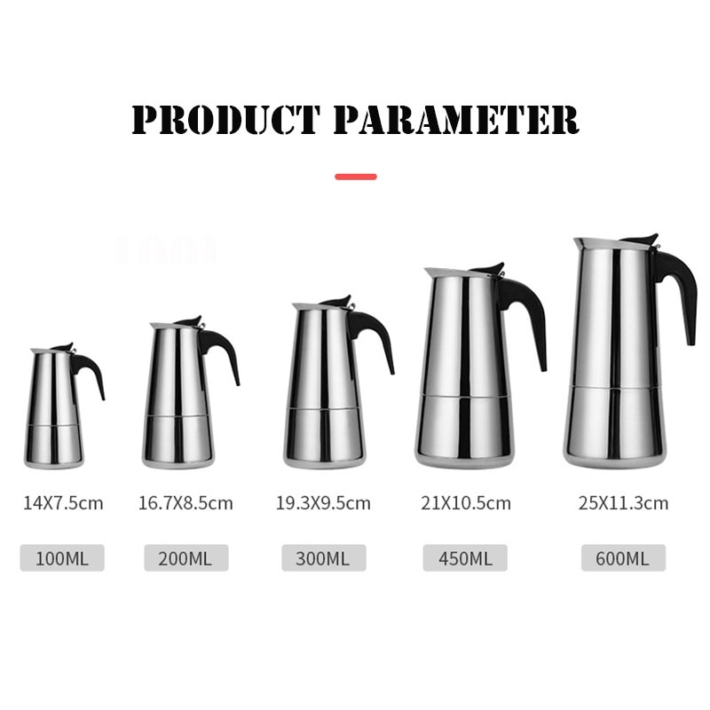 Stainless Steel Coffee Maker Coffee Pot Moka Pot Geyser Coffee Makers Kettle Coffee Brewer Latte Percolator Stove Coffee Tools