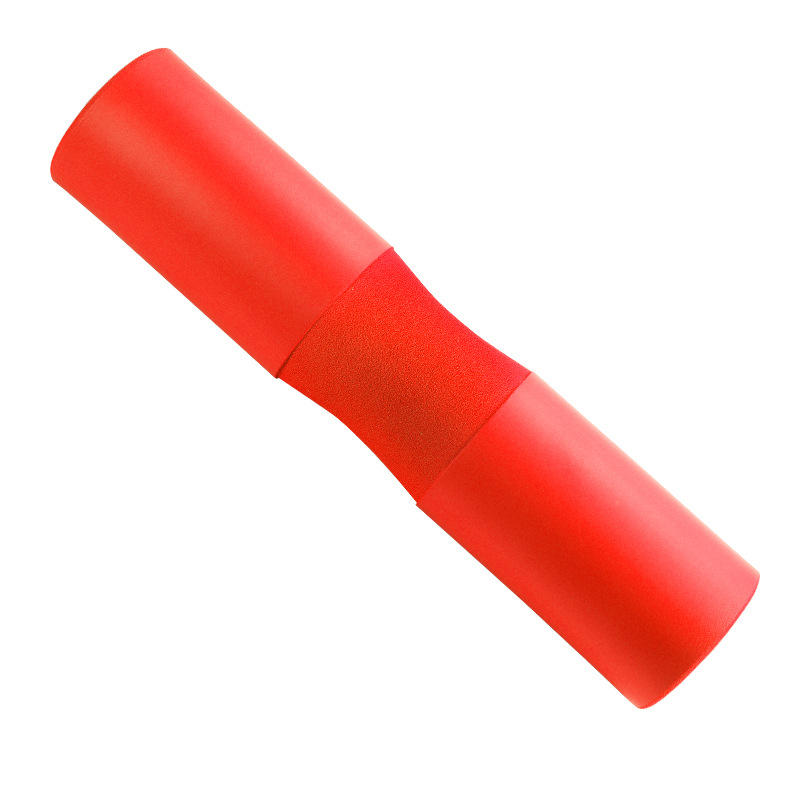 Almohadilla para sentadillas, mancuerna con correas de fijación, Protector para cuello y hombros, equipo de gimnasio para culturismo, levantamiento de pesas: Rojo