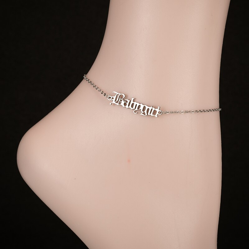 Trendy Sieraden Vrouwelijke Enkelbanden Gouden Ketting Baby Meisje Enkelband Babygirl Angel Oud Engels Brief Charm Enkelbanden Bff