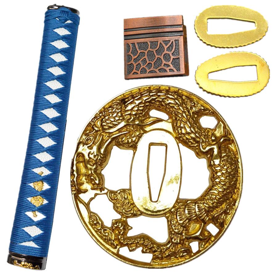 Dragon Theme Sword Guard for Katana/Wakizashi Fittings Set Kirsite Tsuba+Menuki+Fuchi+Kashira+Handle+Habaki+Seppa Metal Crafts: 1