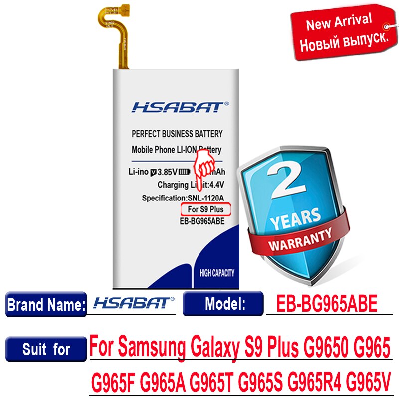 Topmærke 100% 4750 mah eb -bg965 abe batteri til samsung galaxy  s9 plus  g9650 g965 g965f g965a g965t g965s g965 r 4 g965v