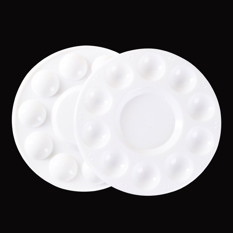 Paleta de pintura de plástico blanco, paleta redonda de 10 pozos, multifunción para imágenes al óleo, útiles de arte escolar