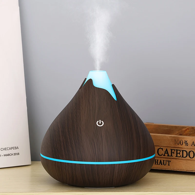 Diffuseur d'huiles essentielles d'aromathérapie, humidificateur d'air à ultrasons télécommandé, bois Mars, frais avec 7 documents, lumière LED, 350ml: Clair