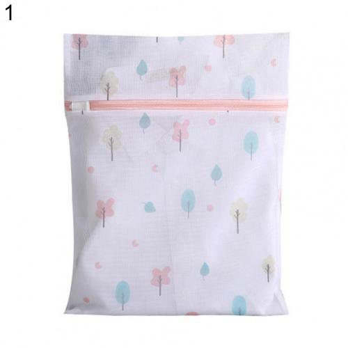 Bolsa de lavandería de poliéster, bolsas para lavar la colada, estampado de plantas, con cremallera, bolsa de rejilla para la ropa sucia, lavadoras, 6 tamaños: Tree Leaf 1