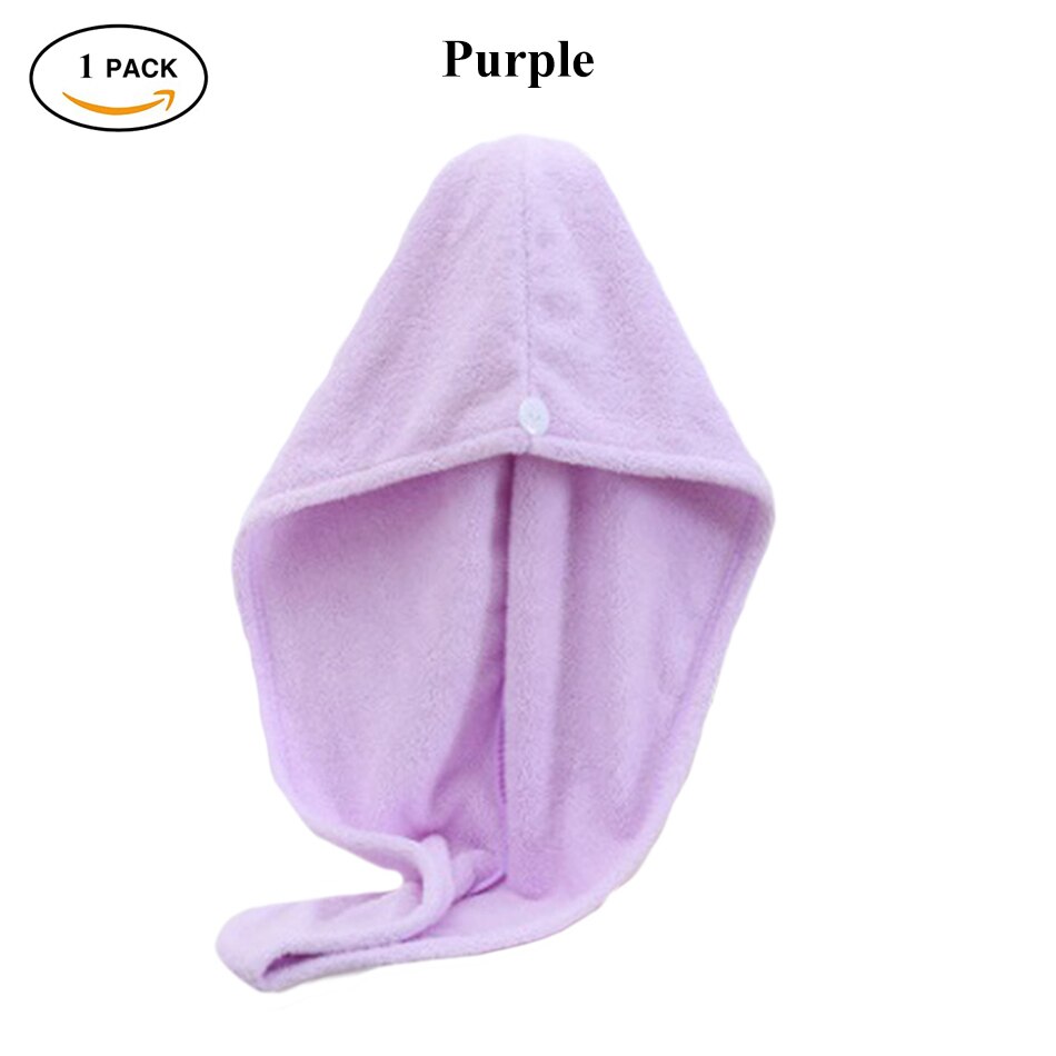 Dry Hair Towel Microfiber Polyester Flannel Wisp Long Curly Head Bath Hand Turban Towel for Adult Women Super Absorbent Quick: Hair Towel Purple