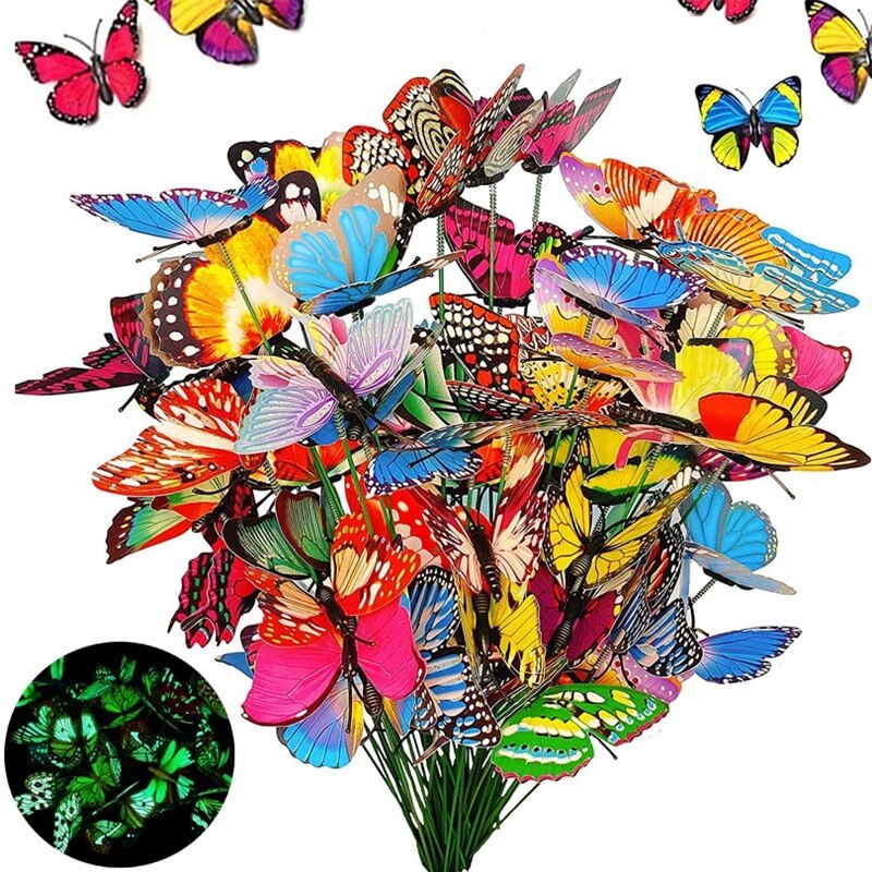 5~24PCS Glowing Butterfly Garden Decoration Decorative 3d Butterflies Glow In Dark Luminous Butterflies Home Garden Decor