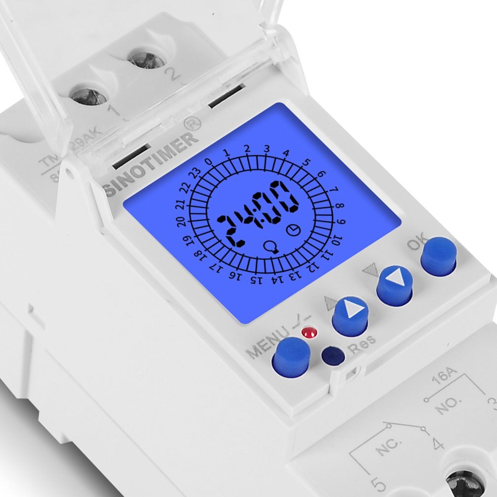 Grote Lcd Display Backlight Digitale Wekelijkse Programmeur 85-265V 1NO + 1NC Cyclustijd Controller Din Rail