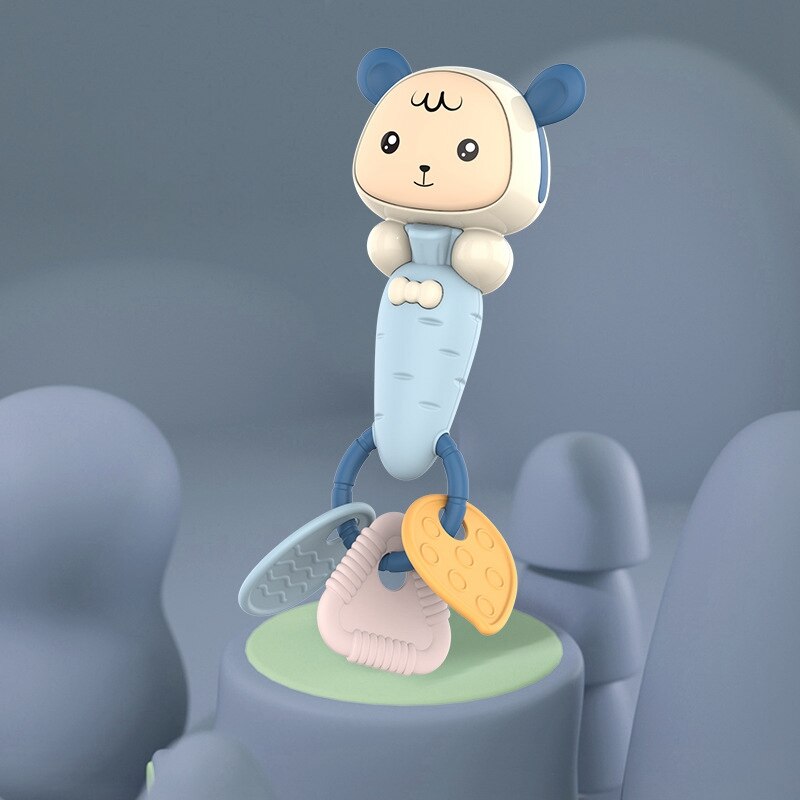 Baby Rammelaar Zachte Rubberen Hand Bell Cartoon Konijn Bijtring Schudden Jingle Game Early Educatioanl Speelgoed Voor Baby