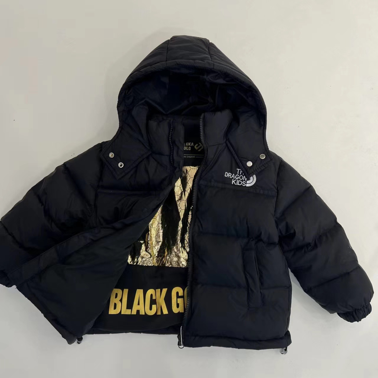 Lasten untuvatakki talvi lasten untuvatakki pojille ja tytöille paksuuntunut lämmin hupullinen lasten leipävaatteiden untuvatakki: Musta / 15