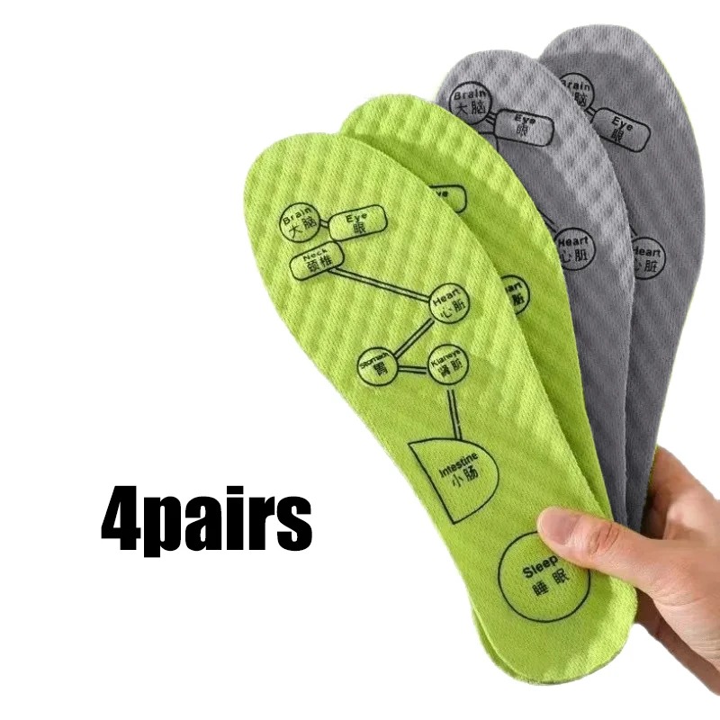 Foot Acupressure Insole Men Women Soft Breathable Sports Cushion Inserts Sweat-absorbing Deodorant Insole Shoe Pads