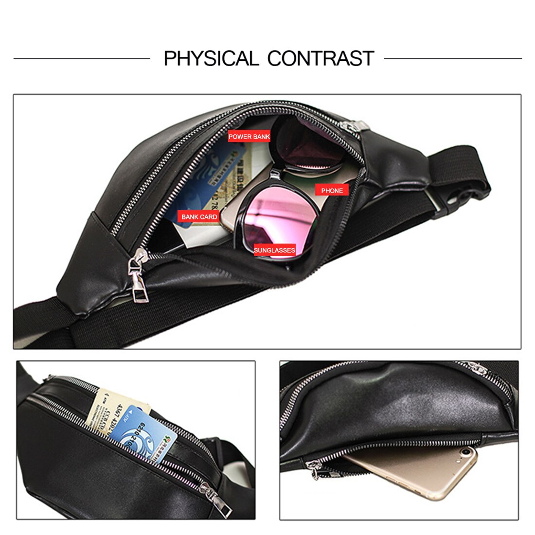 Women Chest Bag Waist Packs For Unisex Female Pu leather Fanny Packs Banana Ladies Belt Bum Bags