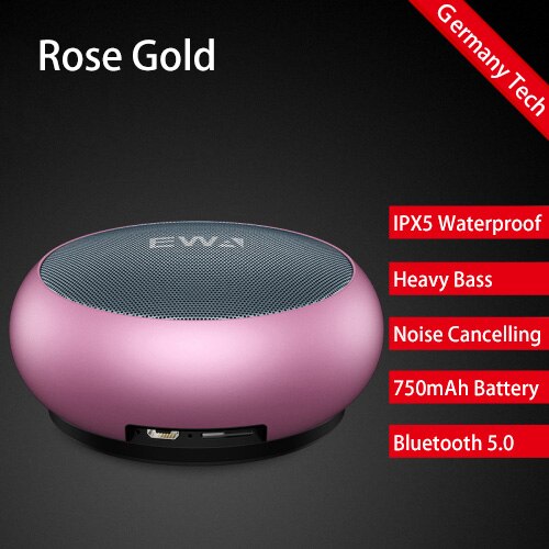 Ewa A110 Draadloze Draagbare Mini Bluetooth Speaker Waterdichte Geluid Auto Luidsprekers Badkamer Douche Bar Kleine Metalen Speaker: Pink