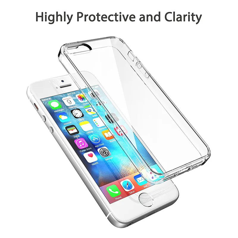 Fodral till iphone  se 5s 5 tpu silikon hållbart klart transparent mjukt fodral till apple iphone  se 5s 5 skyddande bakstycke
