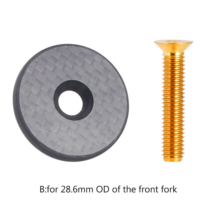 Bicycle Headset Top Stem Cap Carbon Fiber 28.6/31.8 OD2 Steerer Front Fork Cap D5BA: B