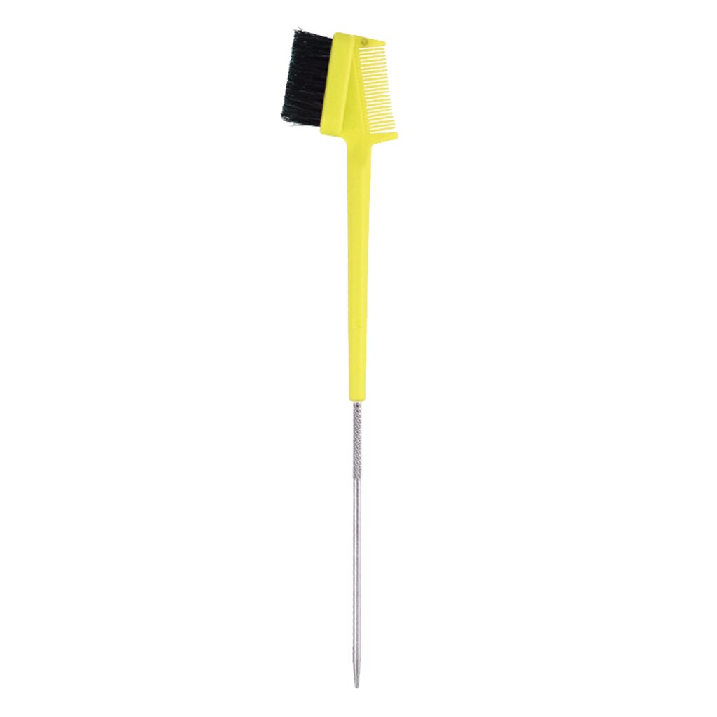 Pente de sobrancelha/controle de borda de cabelo escova cílios pente ferramenta de maquiagem: Yellow